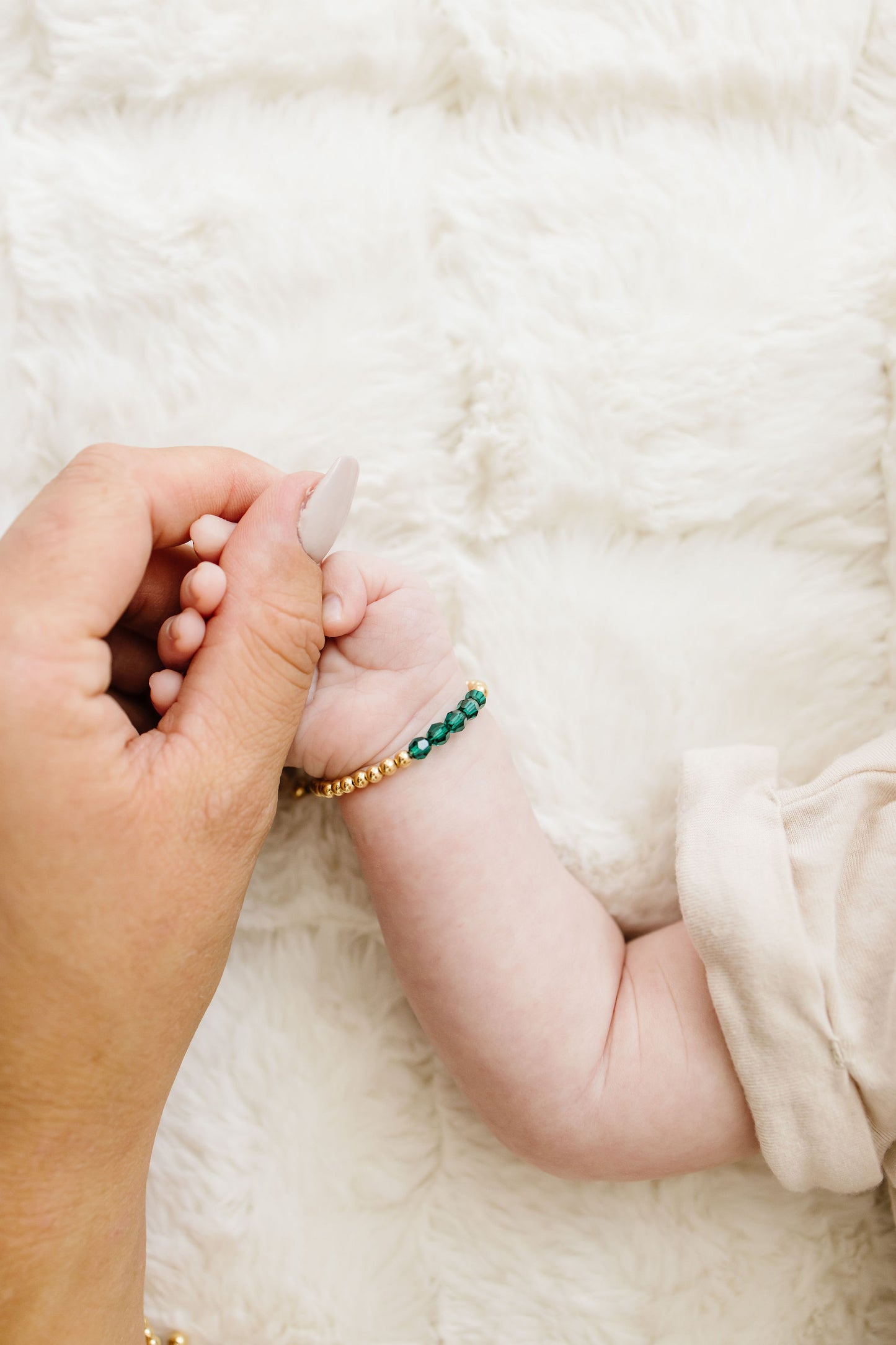 May Birthstone Baby Bracelet (3MM + 4MM beads)