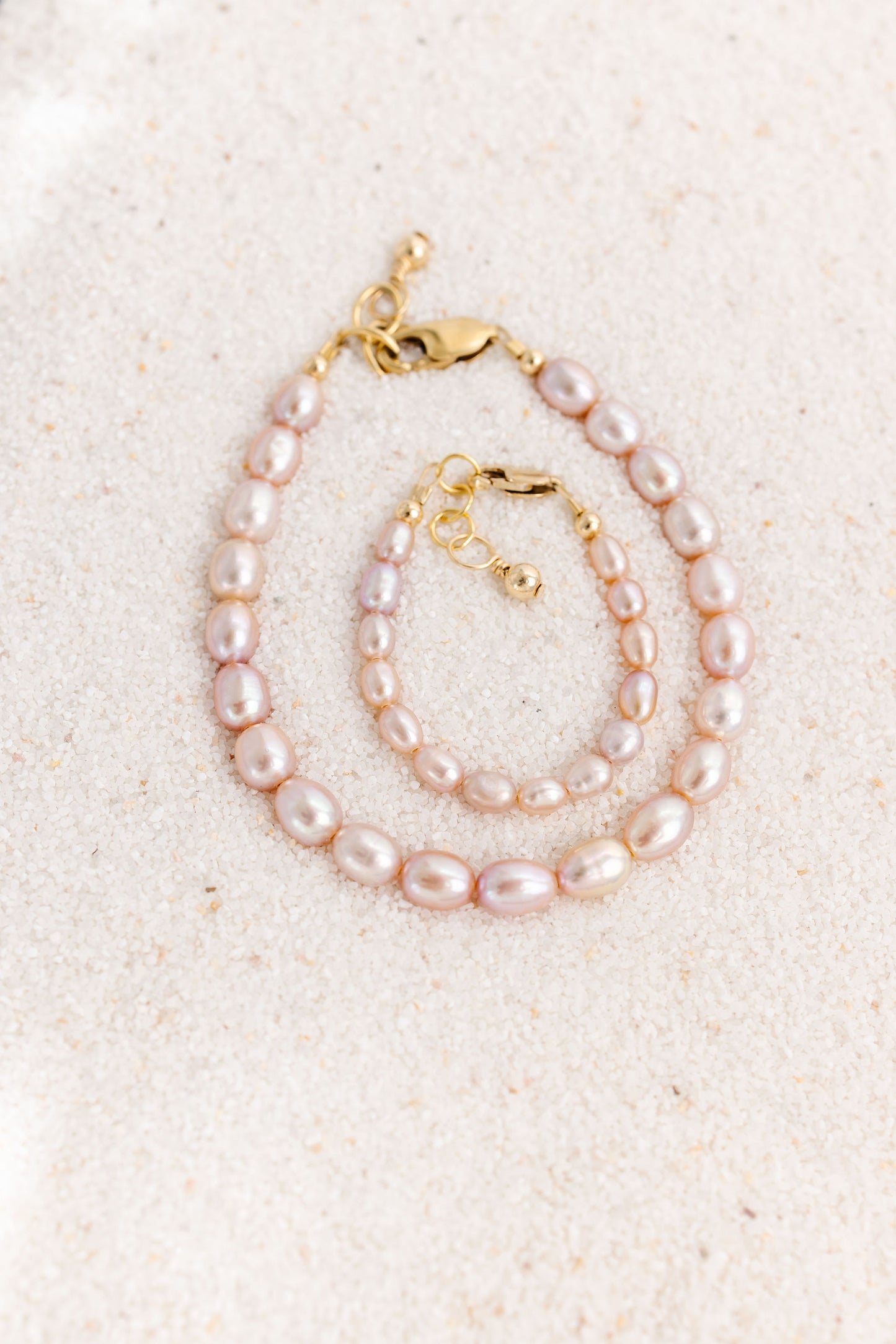 14K Gold Blush Pearl Stretch Bead Bracelet – Baby Gold