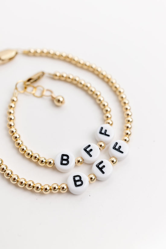 Load image into Gallery viewer, Custom Letter Mom + Mini Bracelet set (6MM Beads)
