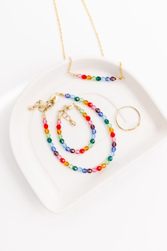 Rainbow Mom + Mini Bracelet set (4MM Beads)