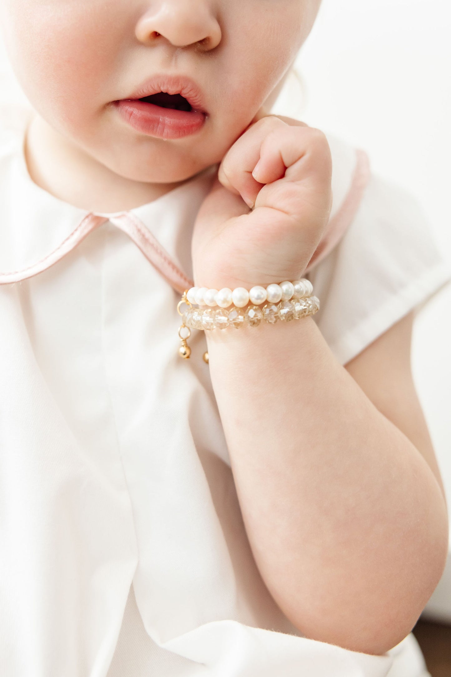 Baby Pearl Bracelet-Peach – Button Design Company