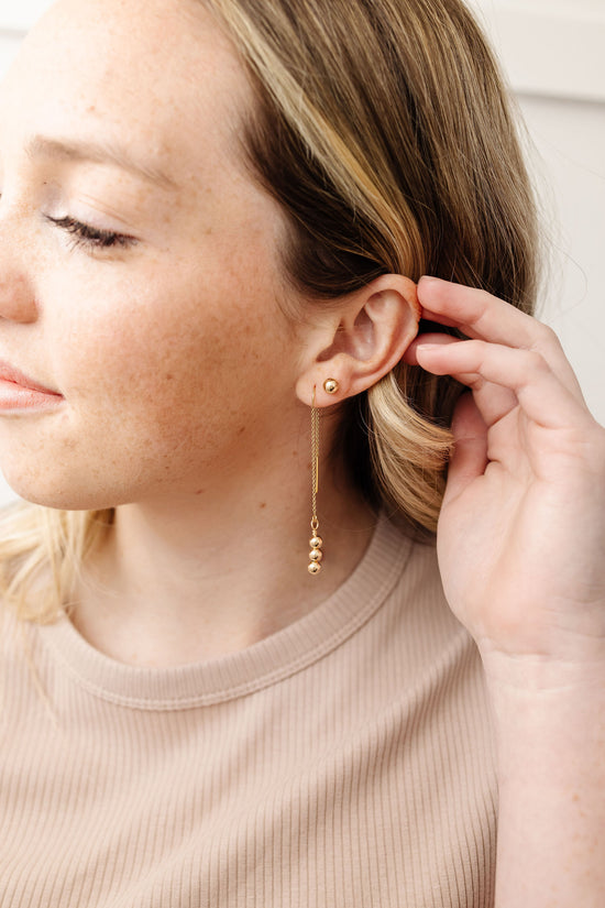 Pearl Drop Threader Earrings - Verafied New York