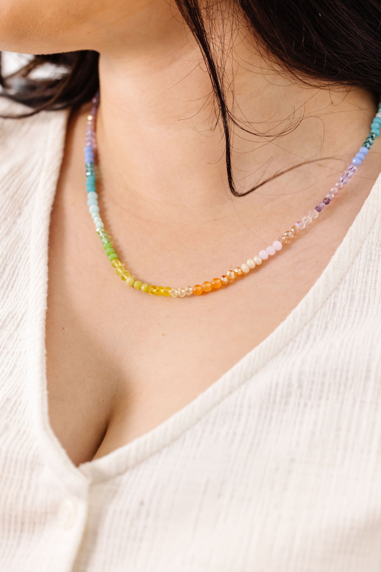 Spectrum Necklace (3mm + 4mm Beads) 19 / Sterling Silver