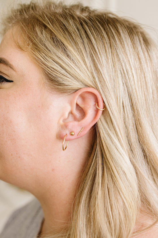 gems by Laura. gold filled ball studs. ball stud earrings. gold filled hoop earrings. multiple piercings. 