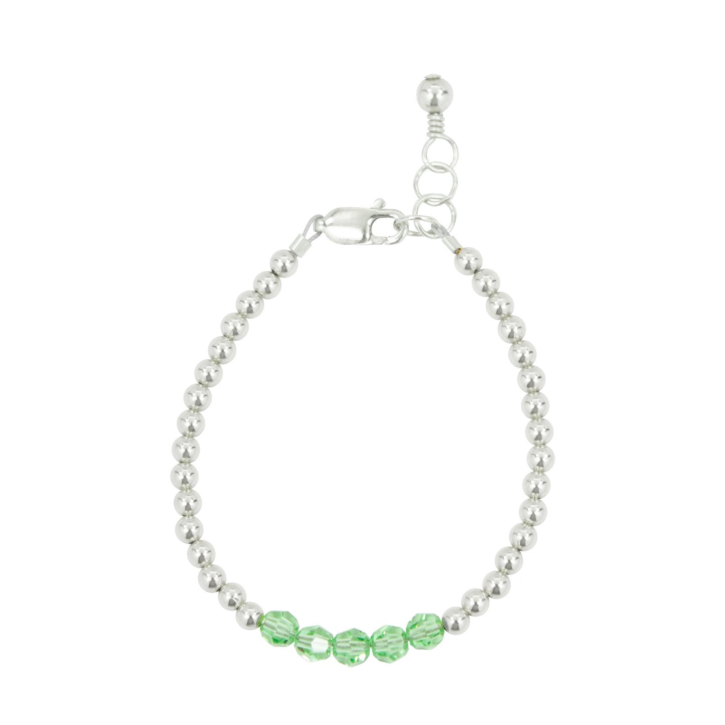 August Birthstone Baby Bracelet (3MM + 4MM beads)