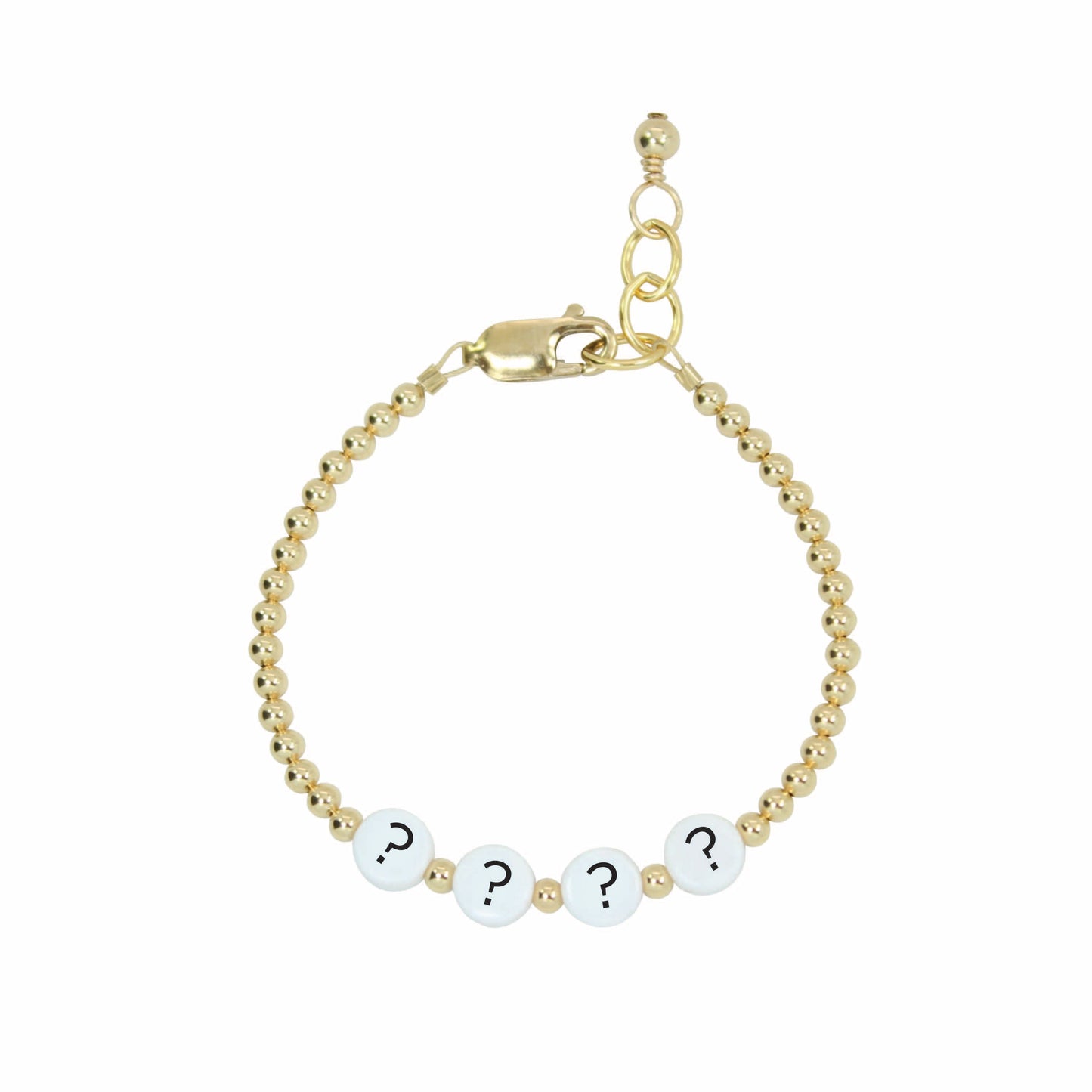 Custom Letter Adult Bracelet (3MM+6MM Beads) 7 Inches / Gold Filled