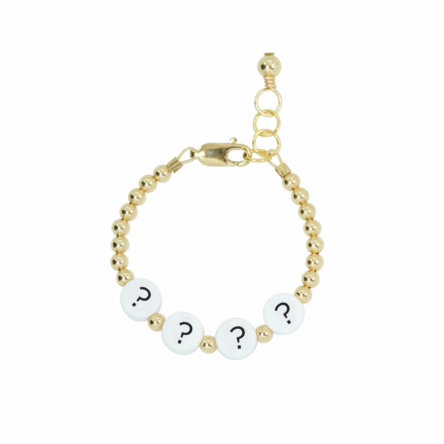Custom Letter Baby Bracelet (3MM+6MM Beads) 5 Inches / Sterling Silver