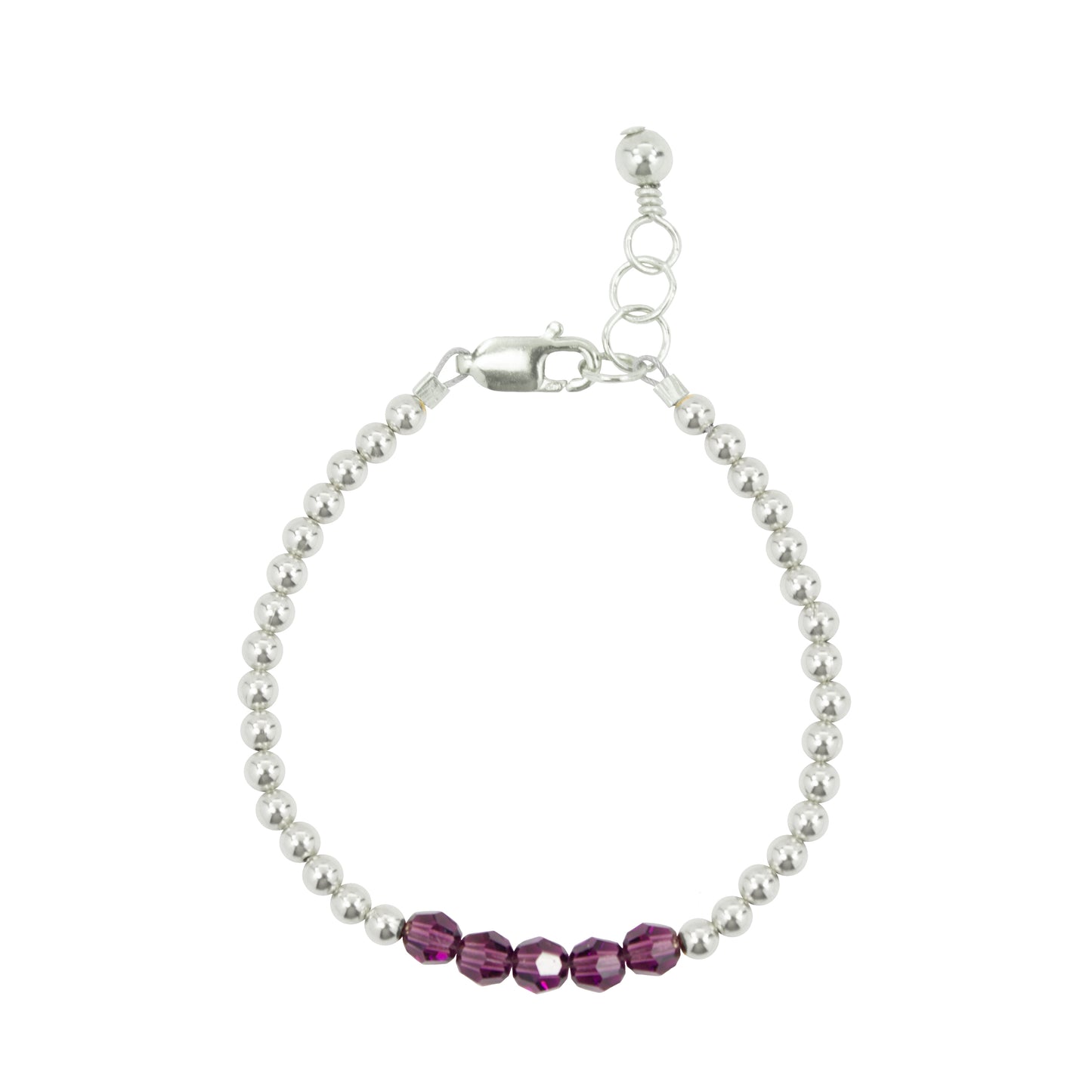 February Birthstone Baby Bracelet (3MM + 4MM beads)