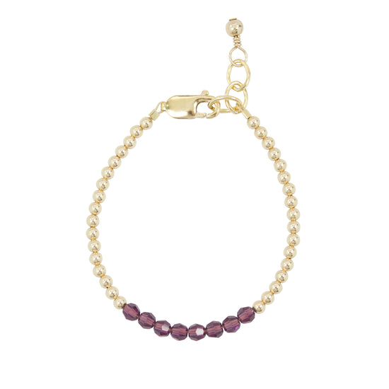 February Birthstone Adult Bracelet (3MM + 4MM beads)