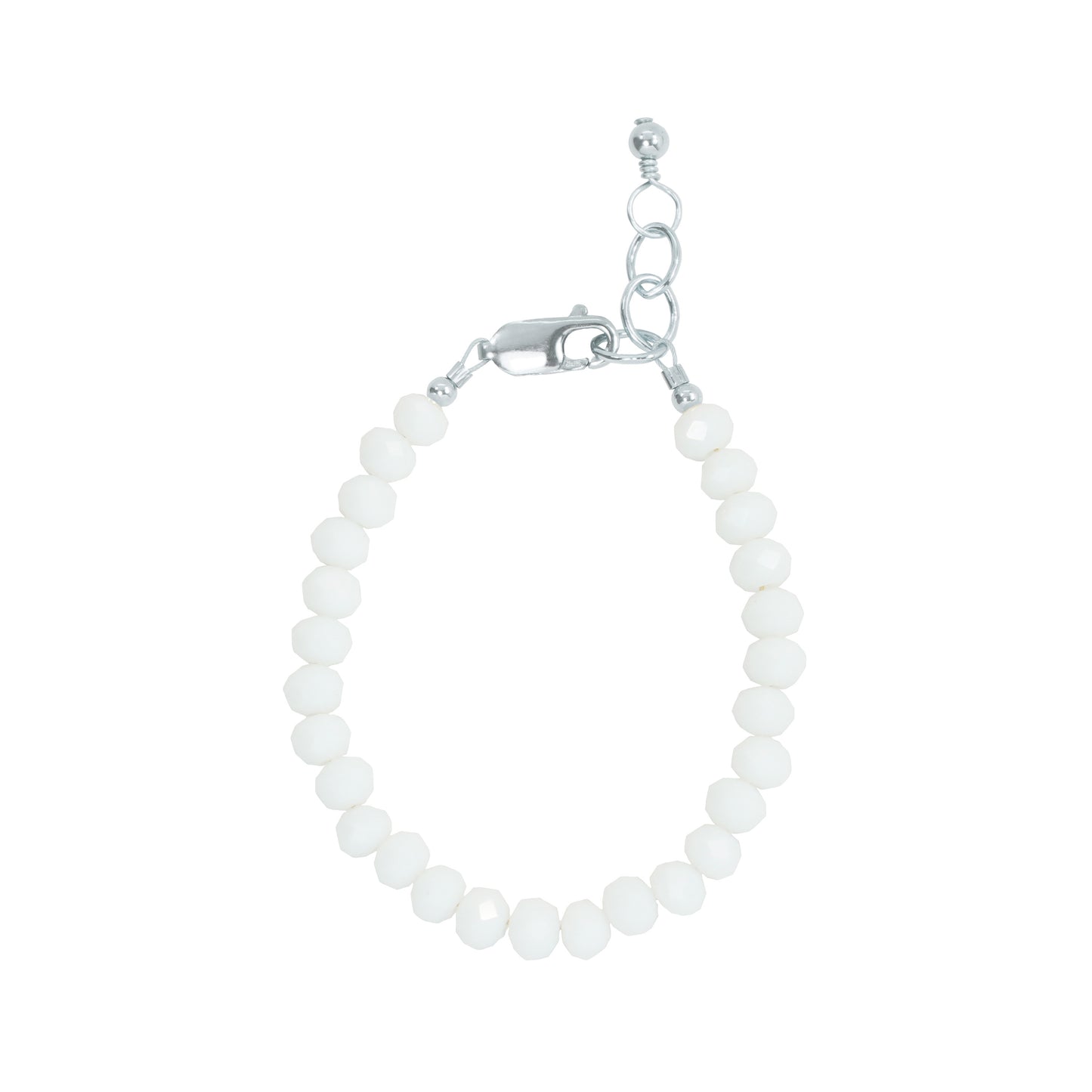 Stretchy Glacier Adult Bracelet (6mm Beads) 7.5 Inches / Sterling Silver
