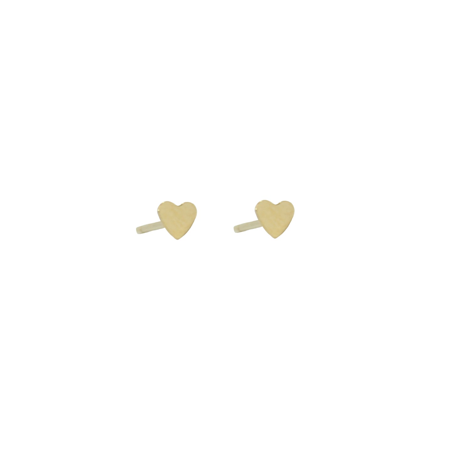 Load image into Gallery viewer, gold filled heart stamped stud. gold heart stamped stud. heart stamped stud.  heart stud earring. gold filled heart stud earring. heart stud. gold heart earring. gold heart stud. heart earrings for little girls. heart earrings for valentines day. Gems by Laura. 
