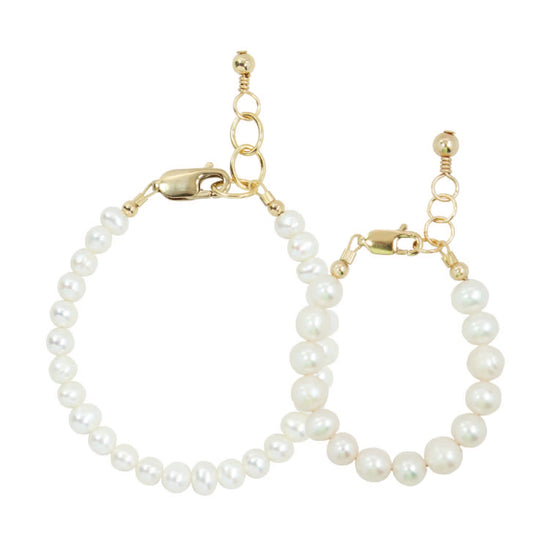 Freshwater Pearl Mom + Mini Bracelet Set (6MM Beads)