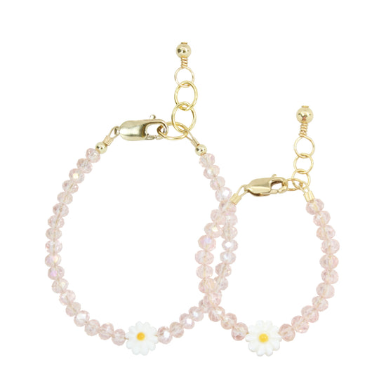 Load image into Gallery viewer, Daisy Mom + Mini Bracelet set (Blossom 4MM Beads)
