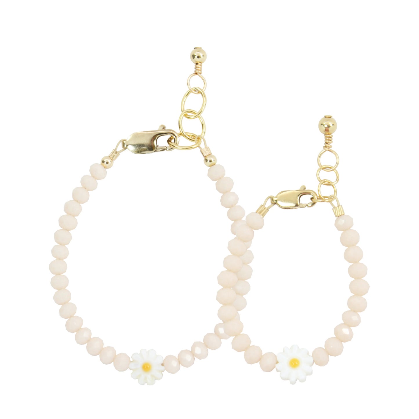 Load image into Gallery viewer, Daisy Mom + Mini Bracelet set (Seashell 4MM Beads)

