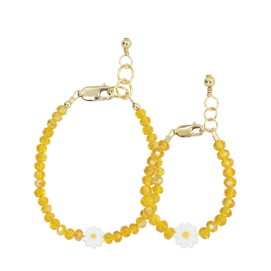 Daisy Mom + Mini Bracelet set (Goldenrod 4MM Beads)