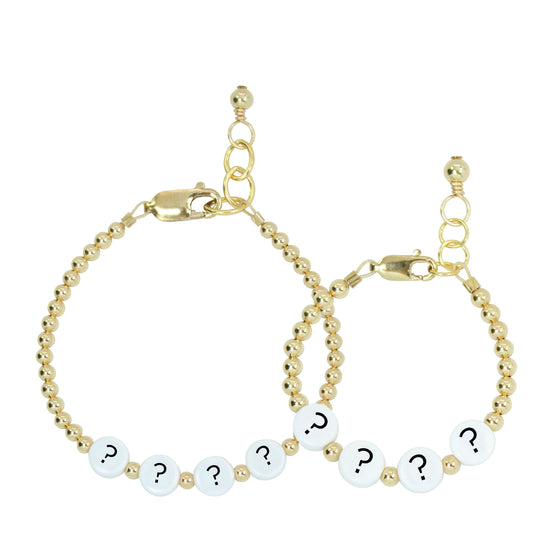 Custom Letter Mom + Mini Bracelet set (6MM Beads)
