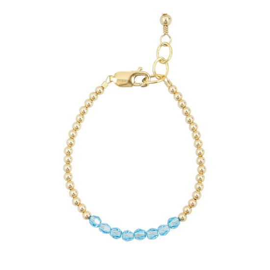 March Birthstone Adult Bracelet (3MM + 4MM beads)