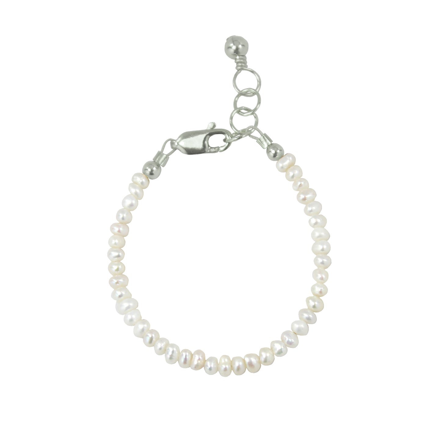 Mini Freshwater Pearl Baby Bracelet (2mm Beads) 5.5 Inches / Sterling Silver